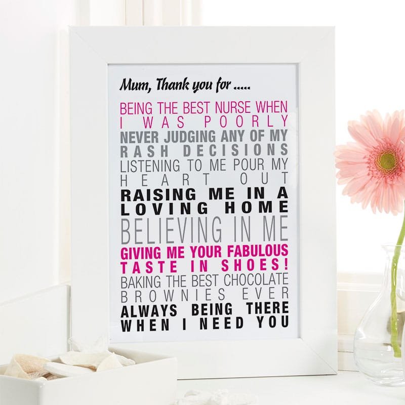 Personalised mothers day present framed print