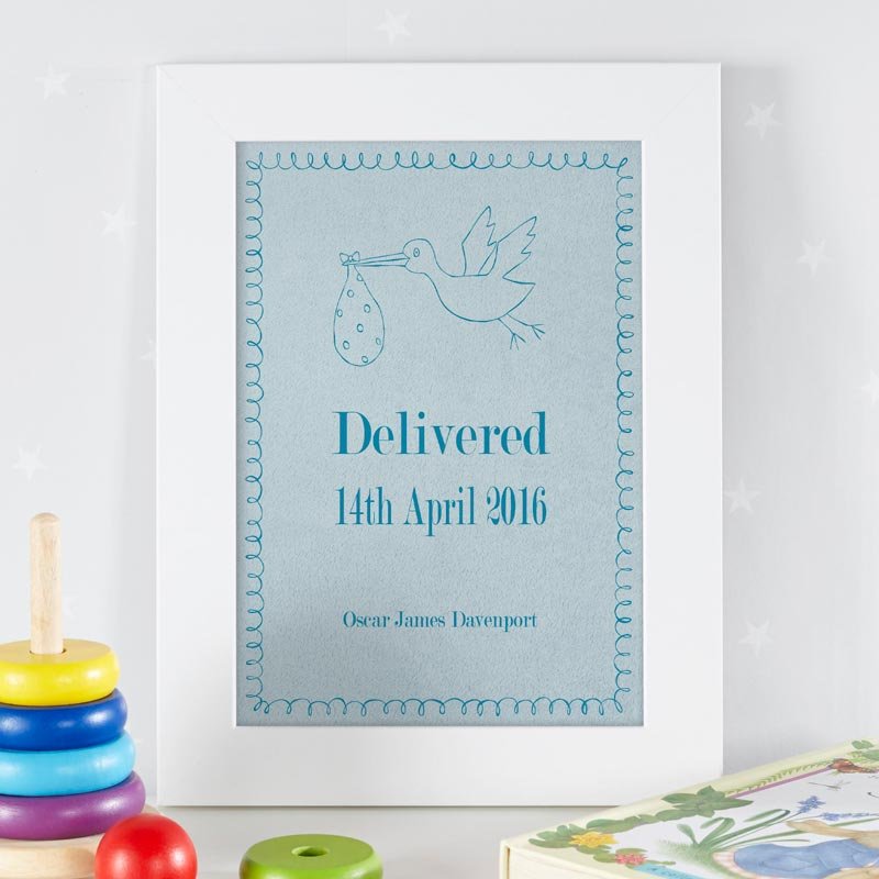 personalised christening baby boy print gift