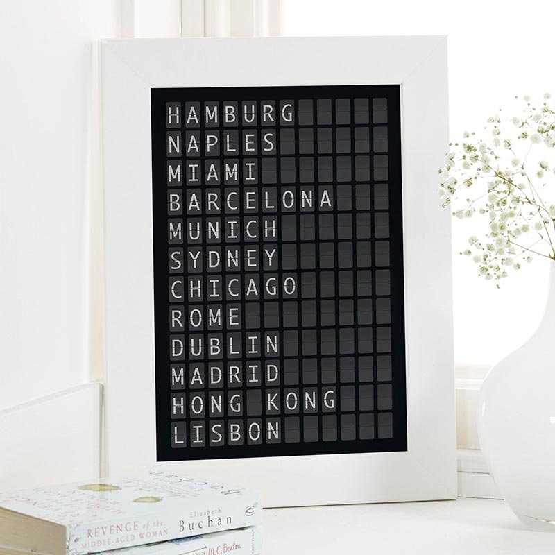 personalised airline style departure board print
