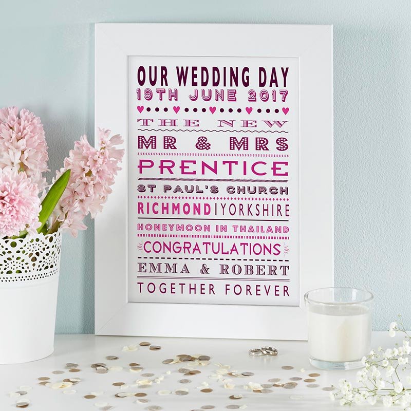 personalised wedding Anniversary print canvas typographic word art