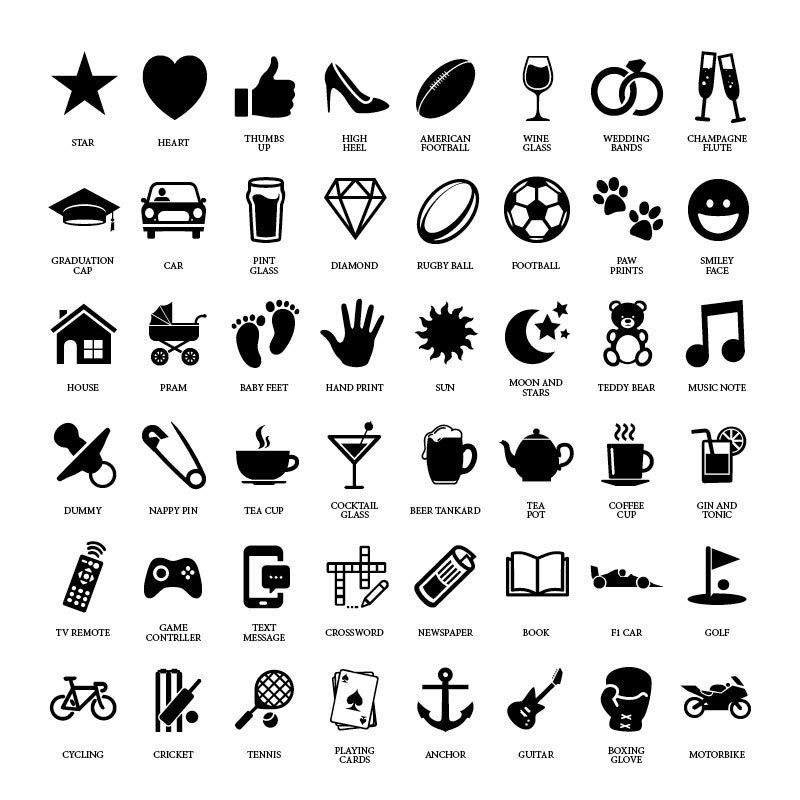 personalised word art gift icons menu