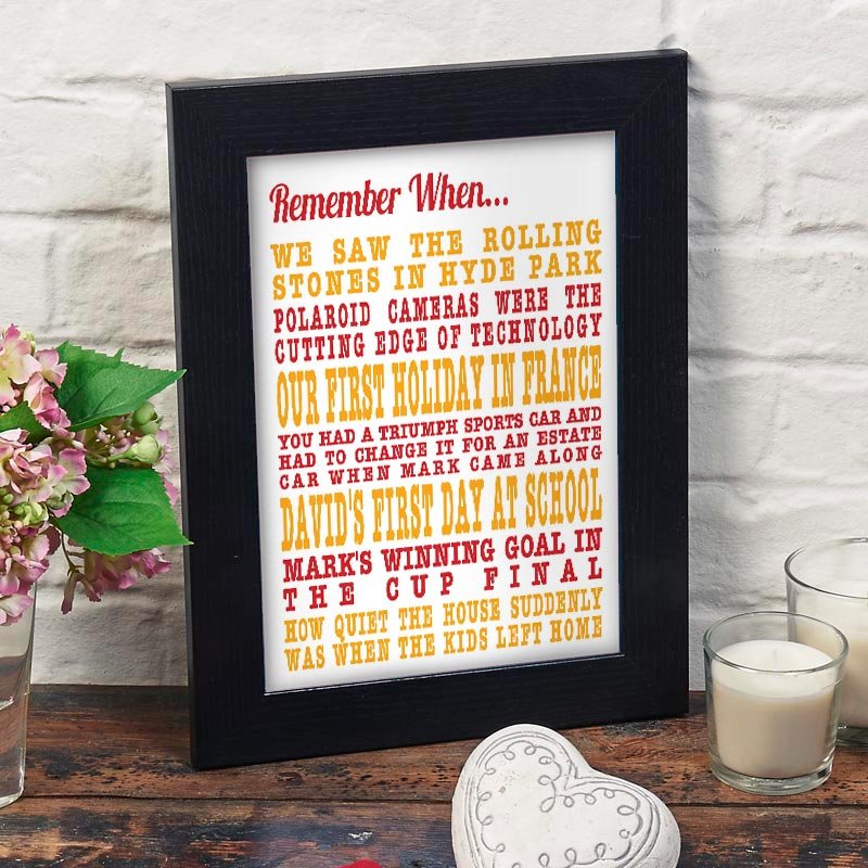 Personalised Remember When Poster Print with words