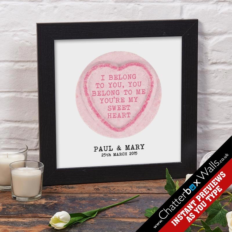 personalsied square love heart sweet print