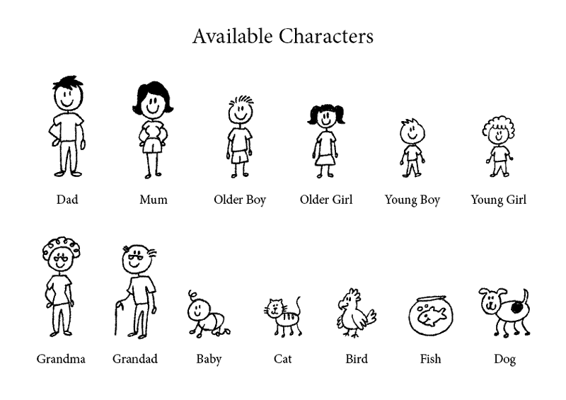 personalised family portrait gift print characters