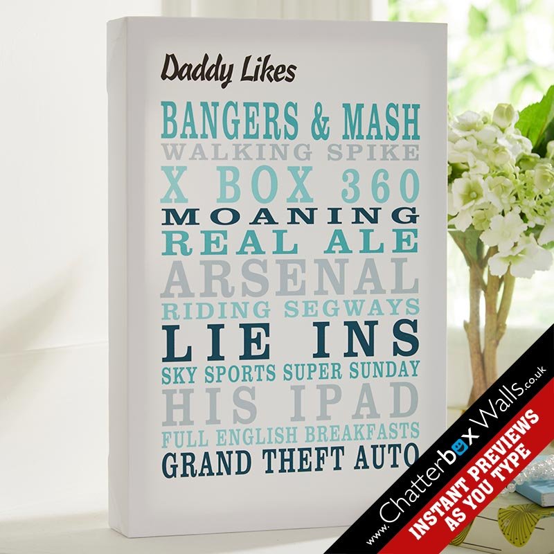 personalised likes canvas word art couples