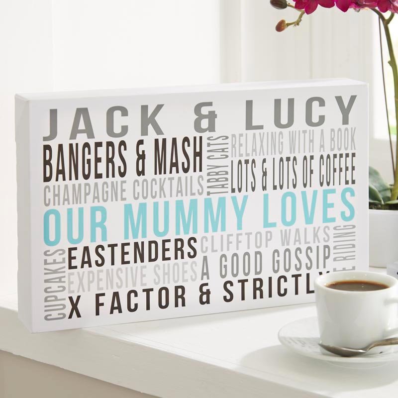 personalised gifts for mum canvas word art print