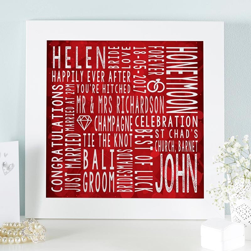 bespoke wedding gift print with words