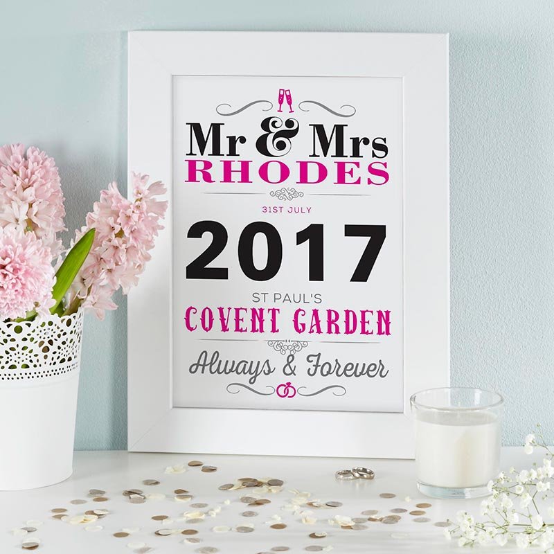 personalised print wedding date present
