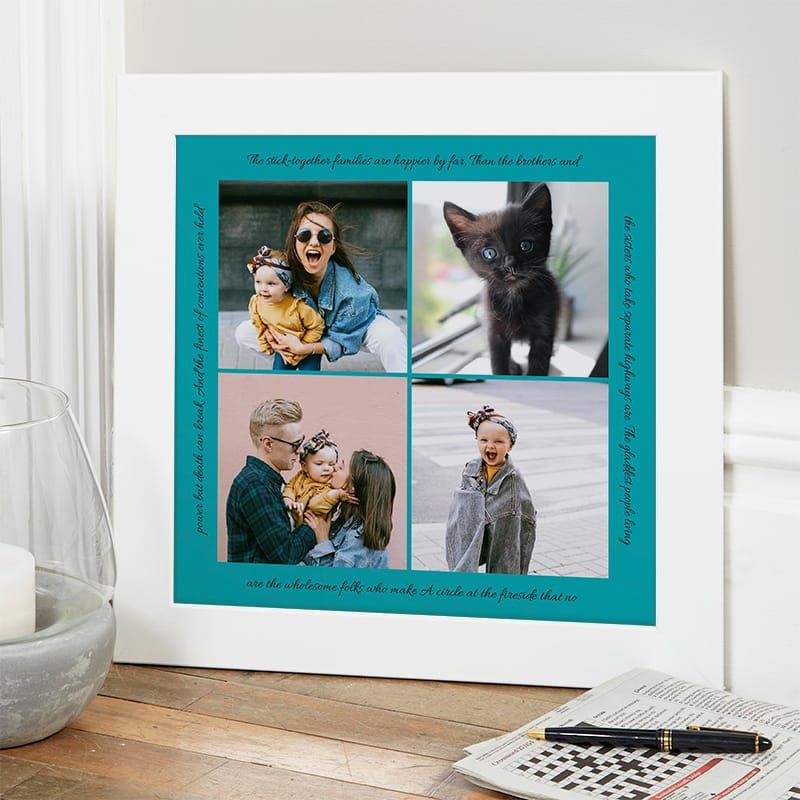 framed family photo with text