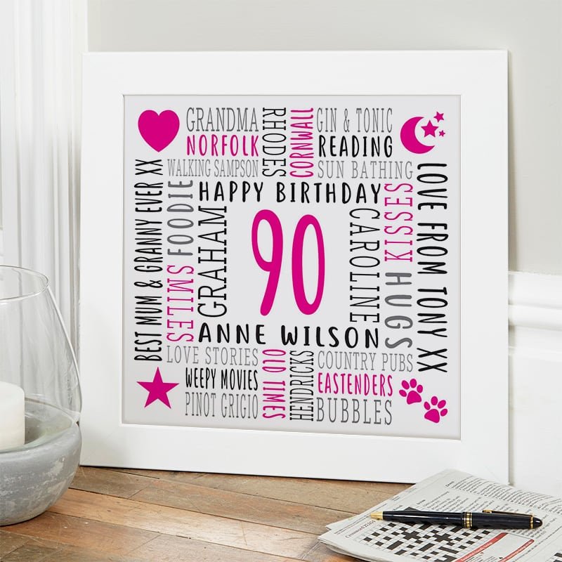 90th birthday gift ideas for wife personalised picture