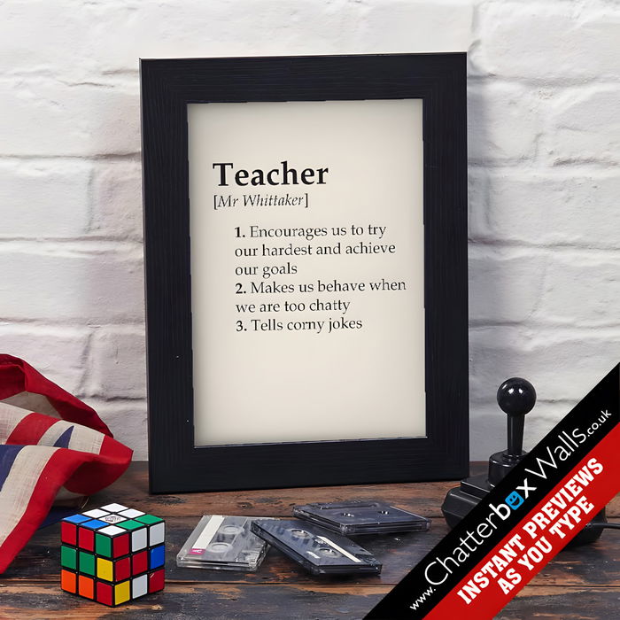 Personalised Dictionary Definition for Teacher Gift | Chatterbox Walls