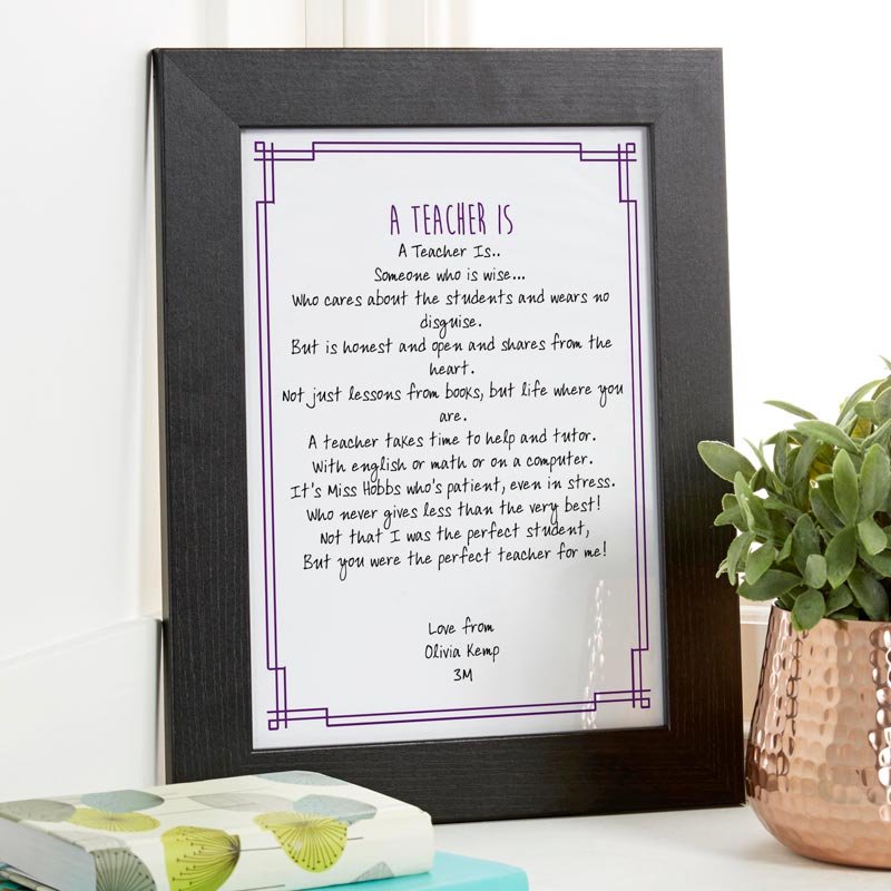 end of term personalised teacher gift poem