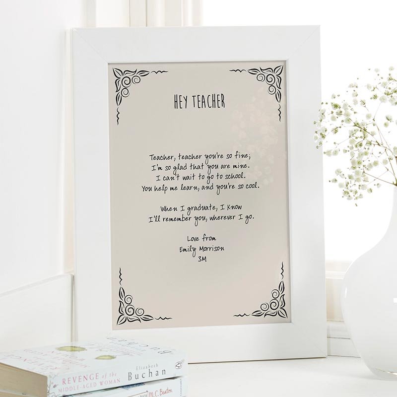 personalised teacher gift poem framed print