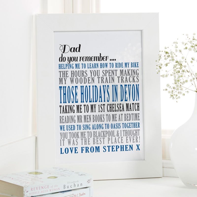 personalised gifts for dad fathers day memory print
