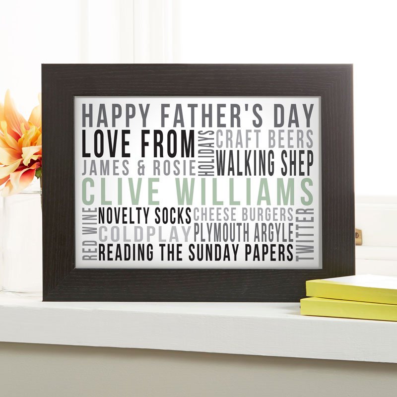 fathers day unique gift personalised word print