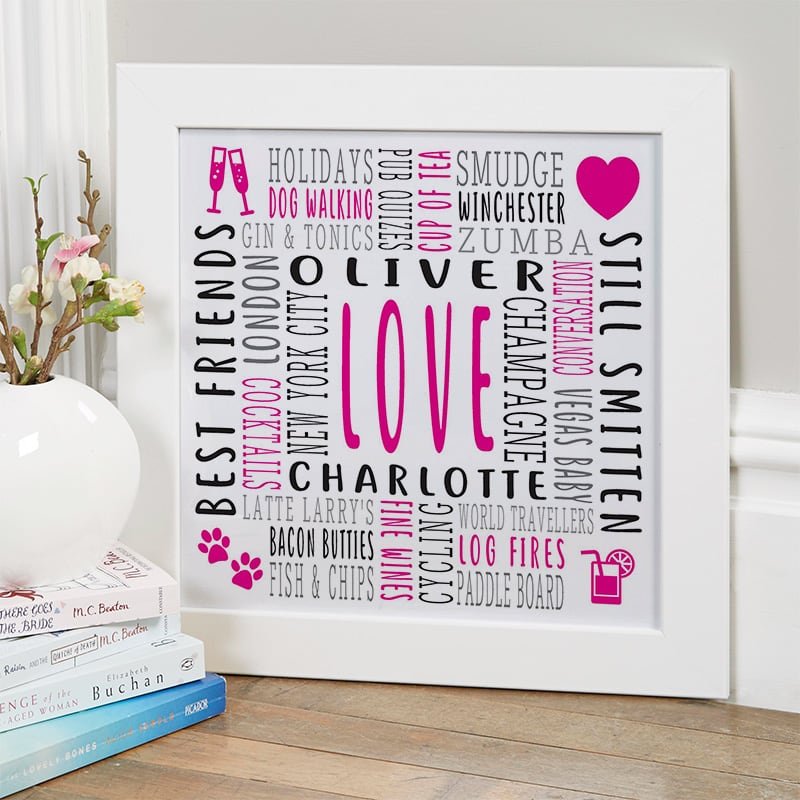 Valentines gift personalised word picture
