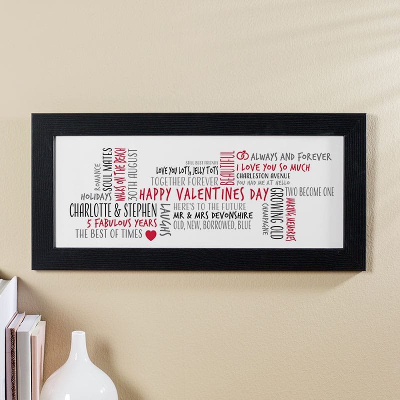 valentines day gift word cloud framed print