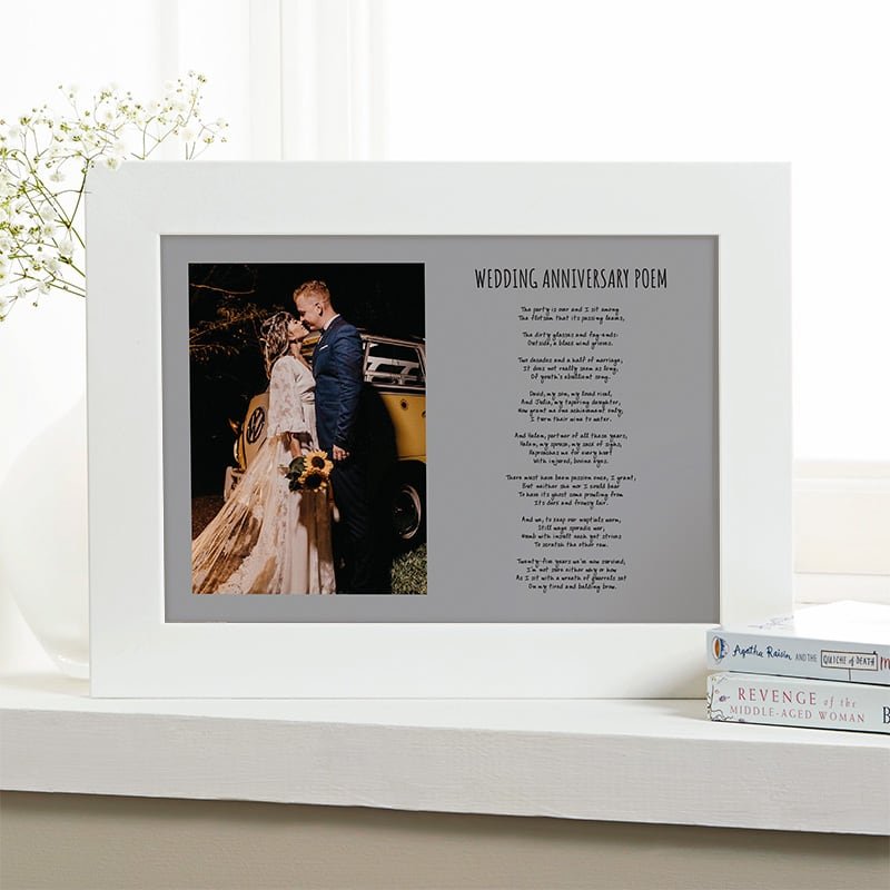 wedding photo with poem framed print for anniversary