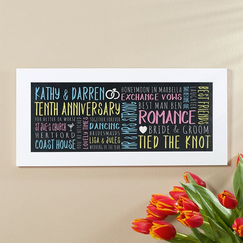 wedding anniversary gift idea of personalised wall art with words