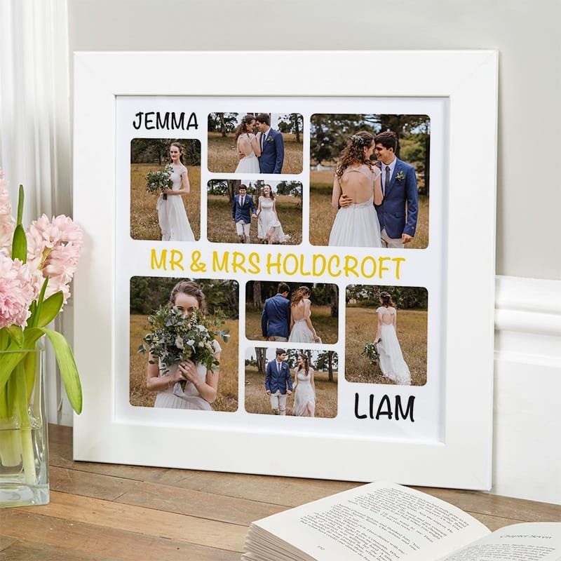 wedding photo montage with text framed print