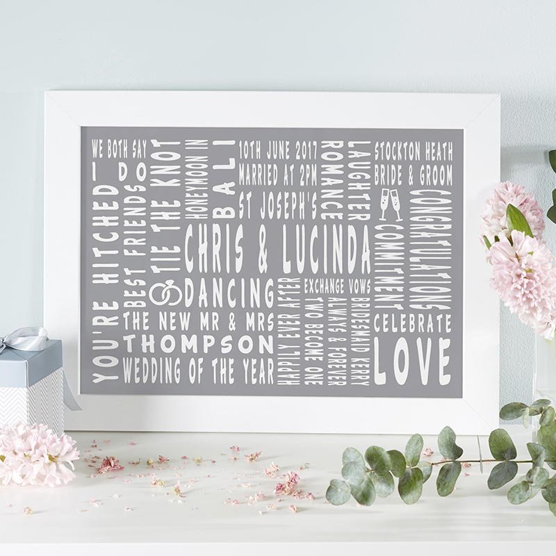 personalised wedding gift of word art