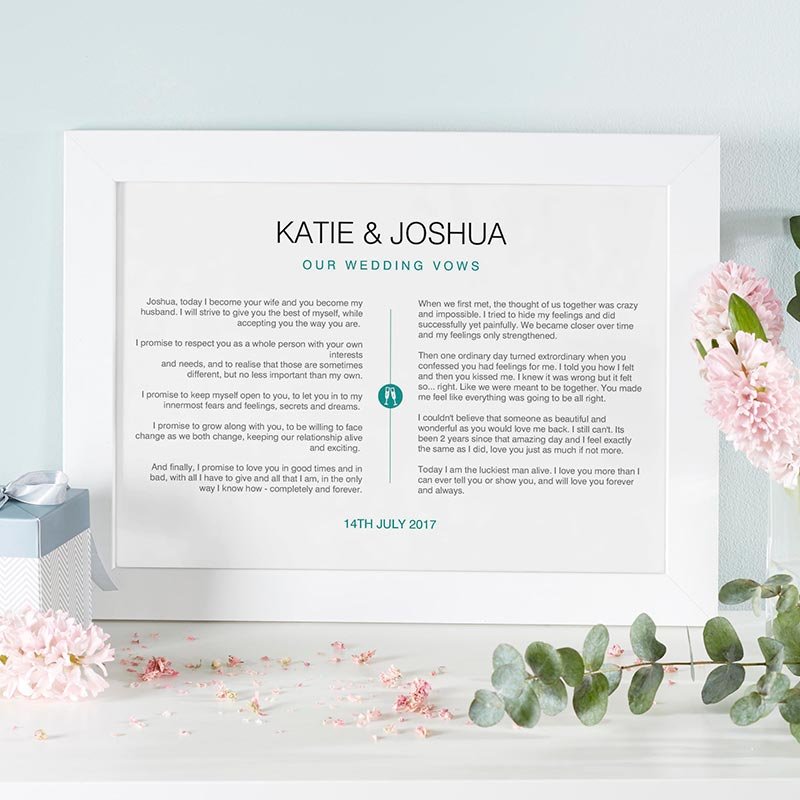 wedding vows personalised gift for anniversary