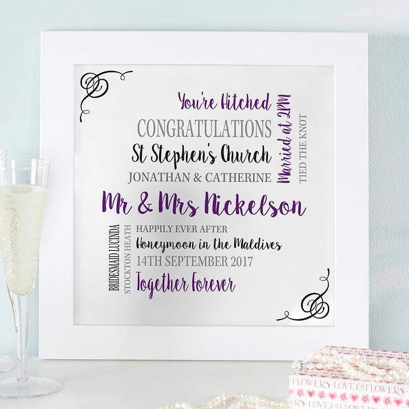 personalised word art picture for weddings
