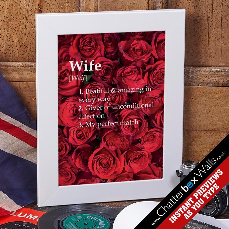 personalised wife dictionary definition framed rosesprint