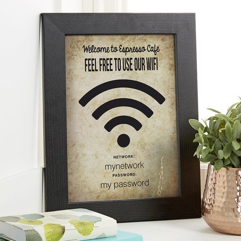 wifi sign for coffee shop or pub