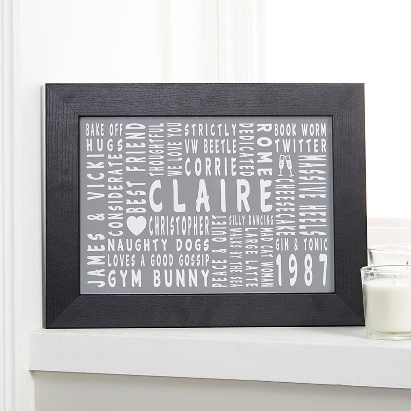 unique gift personalised typography framed print