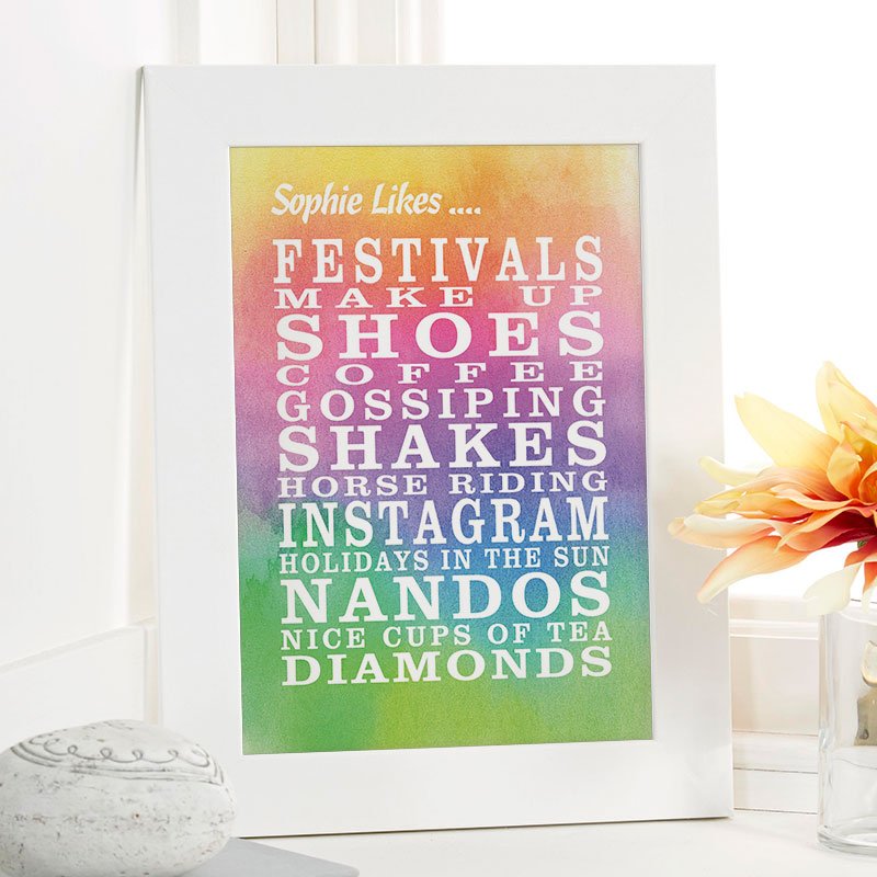 personalised birthday gift for her bespoke word picture