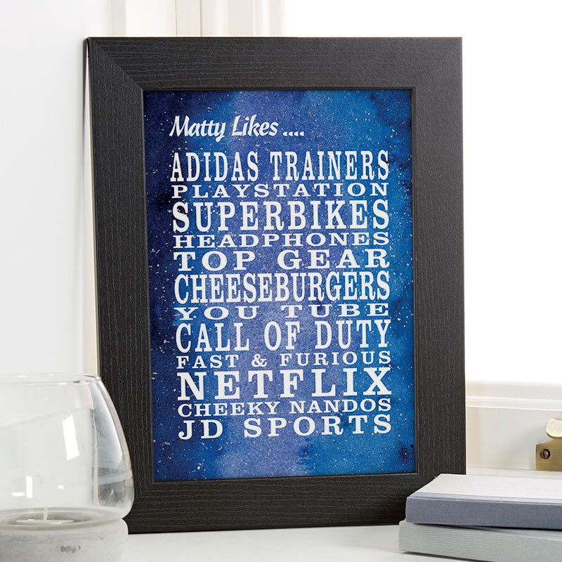 personalised present for man word picture print