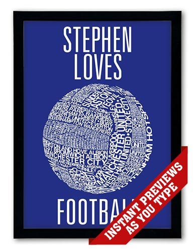 Football typographic art with words canvas print