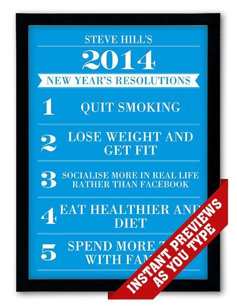Personalised New Year's Resolutions Poster
