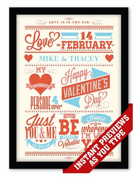 personalised valentine day gift poster print